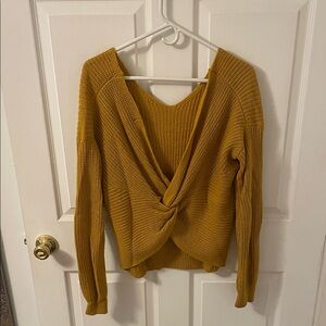 Love Tree Mustard V-Neck Twist Sweater